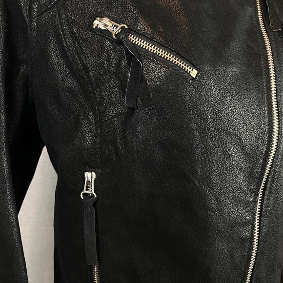 Black Vegan Leather Moto Jacket - Picture 6 of 9